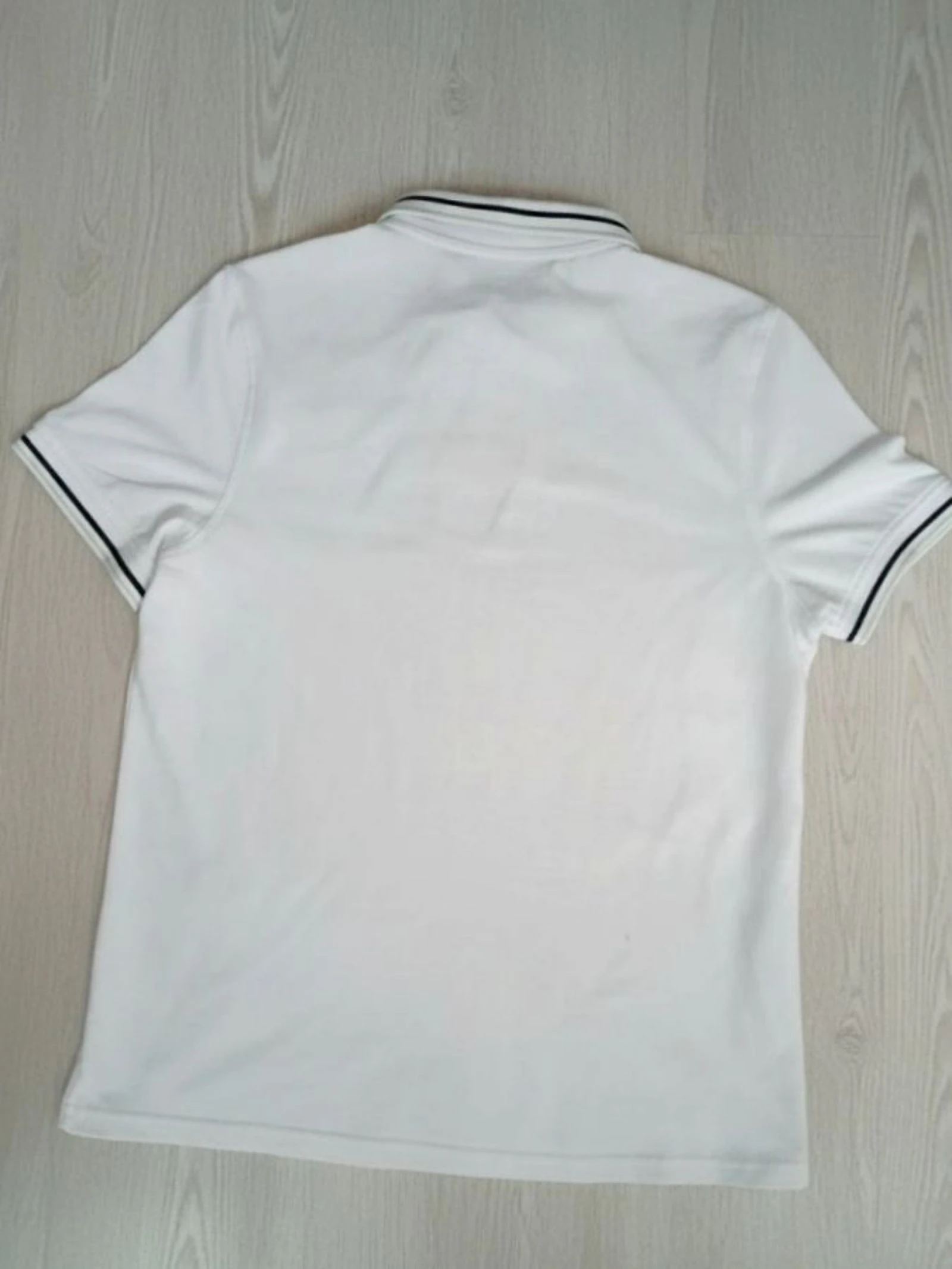Polo blanco para hombre XL Old Money Style Contrast Trim Slim Fit con puntas – photo 3